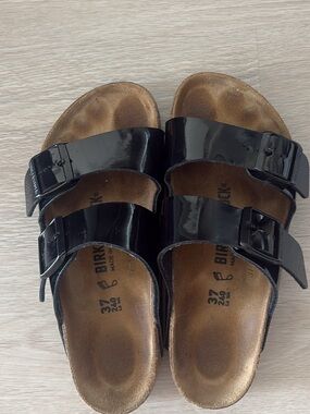 Birkenstock Black Patent Double Strap Sandals 37